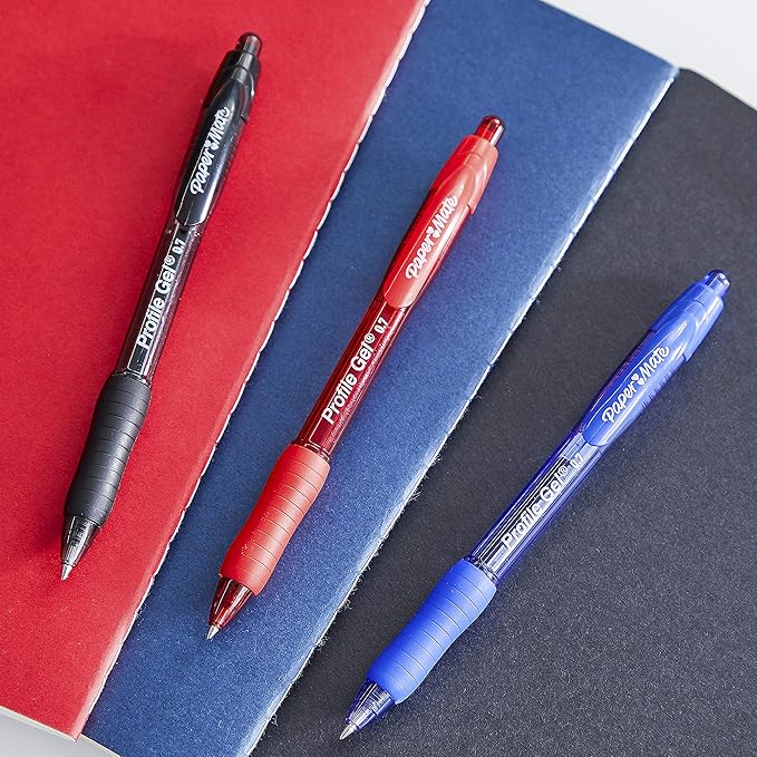 Paper Mate Gel Pen Profile Retractable Pen 0.7mm Blue 12 Count