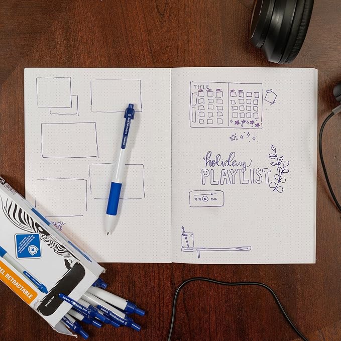 Zebra Pen Sarasa Dry X20+ Retractable Gel Pen, Plastic Barrel with Protective Coating, Medium Point, 0.7mm, Blue Ink, 12-Pack (41620)