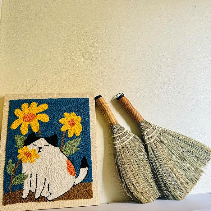 TTS For Home Set of 2 Brooms for Kid 12.6 inch- Vietnamese Natural Straw Soft Broom - Small Broom