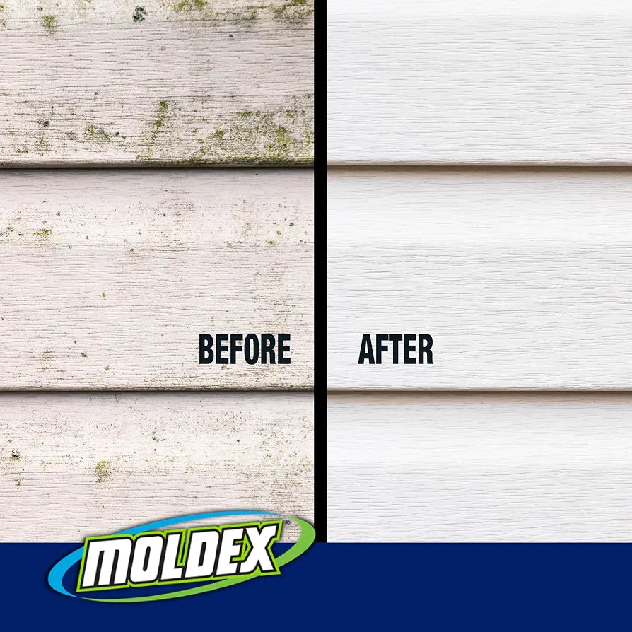 Moldex® Multi-Surface Outdoor Cleaner with Hose End, Bleach Free Formula, 64 oz – Fast Acting Spray for Mold and Mildew Stains on Siding, Decks, Fences and Exterior Surfaces